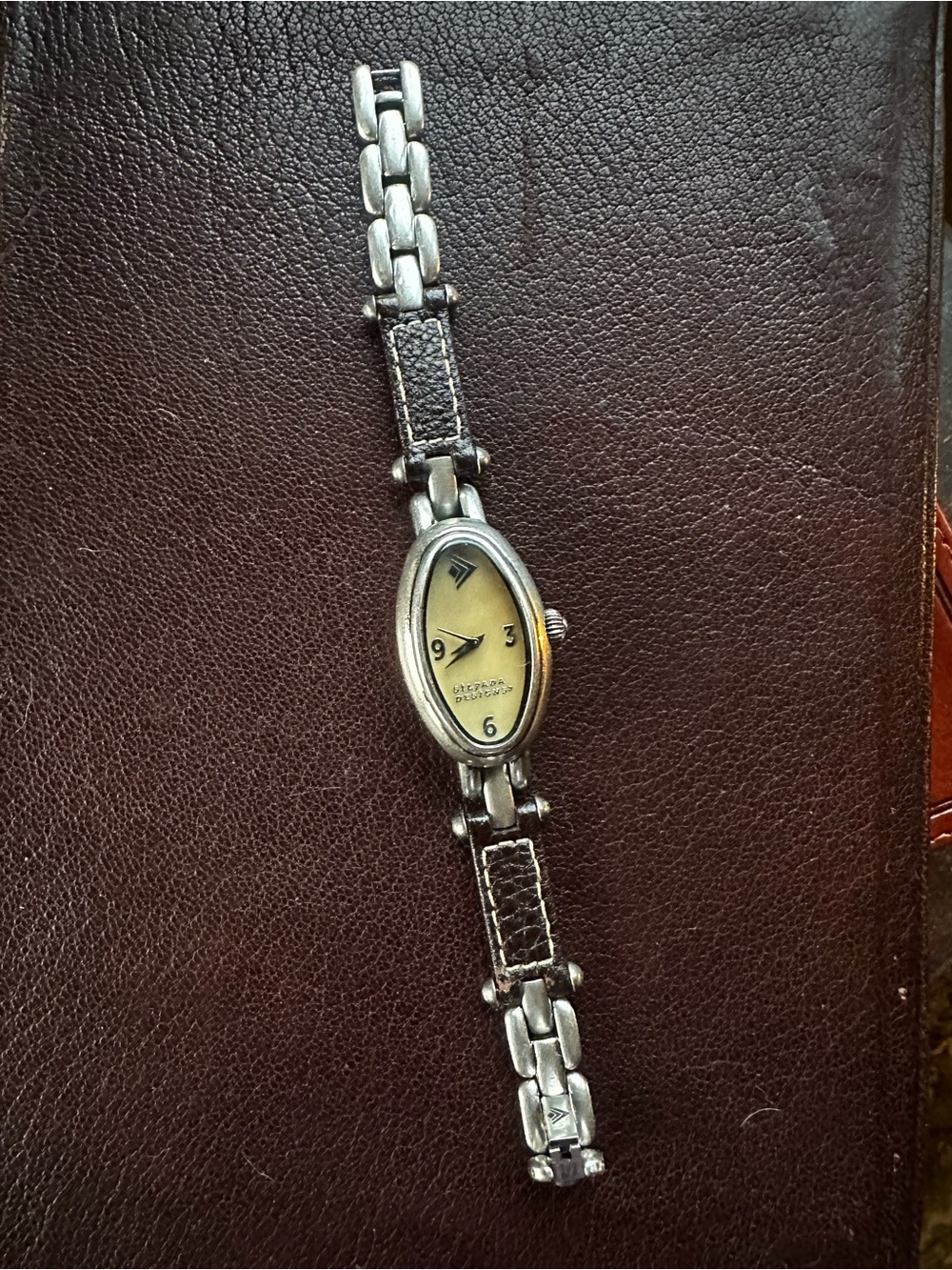 SILPADA Silver and Brown Leather Women's Oval Bracelet Watch - Picture 6 of 6